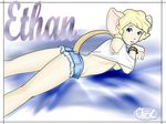 blonde_hair blue_eyes crossdressing cute ethan girly hair long_legs looking_at_viewer lying male matoc mouse on_front rodent short_shorts skimpy smile solo undressing wallpaper 