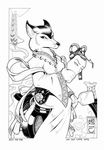  black_and_white canine daji dress female fox loupgarou mask mirror monochrome solo 