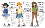  baseball_cap black_hair brown_hair brunette child genderswap hat kasumi_(pokemon) orange_hair pokemon satoshi_(pokemon) takeshi_(pokemon) translation_request venus_symbol 