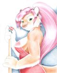  2007 breasts chalk cue dress feline female pink ponygirl pool side_boob solo 