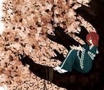  bad_id bad_pixiv_id cherry_blossoms japanese_clothes nagami_tami petals pink_eyes red_hair rope saigyouji_yuyuko solo touhou tree 