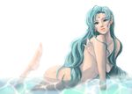  1boy androgynous aqua_eyes aqua_hair bishoujo_senshi_sailor_moon bishoujo_senshi_sailor_moon_supers bishounen blue_hair earrings fish_eye_(sailor_moon) fisheye_(sailor_moon) haruki jewelry long_hair male male_focus nude pixiv solo trap water wavy_hair 