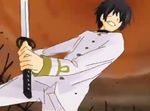  axis_powers_hetalia black_hair clenched_teeth combat injury japan_(hetalia) katana male military military_uniform solo sword uniform 