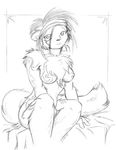  bed chest_tuft female hiroi_kairu masturbation nude otter seated sketch solo waiting yuki 