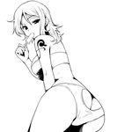  ass ass_cutout bare_shoulders food greyscale hairu leaning_forward long_hair looking_back lowres monochrome nami_(one_piece) one_piece popsicle raised_eyebrow solo tattoo 