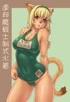  animal_ears blush camel_toe feline female final_fantasy kemonomimi mithra nekomimi solo swimsuit video_games 