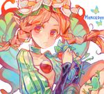  artist_request blonde_hair braid bug butterfly flower food frog insect long_hair mercedes odin_sphere pointy_ears puff_and_slash_sleeves puffy_sleeves red_eyes solo twin_braids wings 