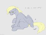  blonde_hair derp derpy_hooves_(mlp) dialog english_text equine feathers female feral friendship_is_magic grey_feathers hair horse mammal my_little_pony pegasus pony sad sitting solo text unknown_artist wings 