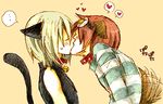  2boys animal_ears bell blonde_hair cat_ears cat_tail catboy collar death_note dog_ears dogboy kiss lowres male male_focus matt matt_(death_note) mello multiple_boys red_hair shueisha tail yaoi 