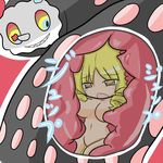  blonde_hair brown_eyes charlotte charlotte_(madoka_magica) digestion female girl mahou_shoujo_madoka_magica mami_tomoe monster nude open_mouth peeing tomoe_mami vore 