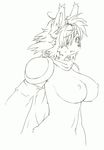  alef big_breasts black_and_white breasts canine cape dog fang female fox greyscale hair hair_over_eye kemono line_art looking_at_viewer monochrome nipples nude pose scarf sega shining_force sindoll solo sweat uncolored video_games vixen white_background wolf 