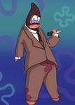  butterfly_knife cigarette clothing crossover knife male mouth_hold parody patrick_star smoking solo spongebob_squarepants spy spy_(team_fortress_2) suit syynx team_fortress_2 weapon 