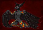  bat claws collar cum fangs looking_at_viewer male markings piercing solo tongue wings 
