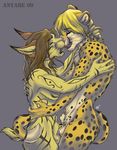  anyare balls blonde_hair cheetah closed duo eyes eyes_closed feline gay hair kissing lynx male mammal romantic tail tongue 