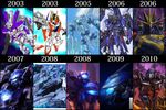  after_war_gundam_x artist_progress bumblebee char's_counterattack chart comparison dress glowing glowing_eyes gunbuster gundam gundam_airmaster hi-nu_gundam mecha mecha_request optimus_prime original space top_wo_nerae! transformers yutori_(clockwork_chicken) z_ii_gundam 