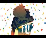  brown_eyes confetti endou_mamoru gouenji_shuuya hug inazuma_eleven inazuma_eleven_(series) jacket letterboxed multiple_boys shippo_(skink) short_hair soccer_uniform sportswear 