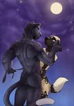  anthro back back_turned black_nose black_panther blue_eyes butt canine collar couple dog duo eye_contact feline female leash male mammal master moonlight night nude panther romantic slave spots standing stars wolfy-nail yellow_eyes 