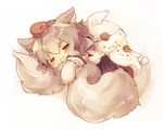  :3 animal_ears bad_id bad_pixiv_id chibi closed_eyes hat inubashiri_momiji large_tail lying masirosu mofuji on_side short_hair silver_hair sleeping solo tail tail_hug tokin_hat touhou wolf_ears wolf_tail 