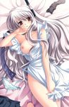  absurdres apron breasts fairly_life highres long_hair matsushita_makako medium_breasts naked_apron panties silver_hair solo takaoka_miku underwear very_long_hair 