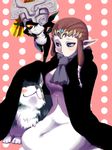  blue_eyes blush brown_hair cape goma_tonbi helmet imp link link_(wolf) long_hair midna multiple_girls pointy_ears princess_zelda red_eyes smile the_legend_of_zelda the_legend_of_zelda:_twilight_princess wolf 