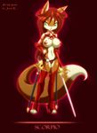  armor big_breasts breasts canine female fox jessica_elwood scorpio skimpy solo sword unconvincing_armour weapon zodiac 