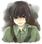  axis_powers_hetalia black_hair brown_eyes japan_(hetalia) male_focus military military_uniform solo uniform warusugi 