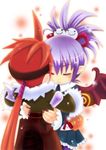  alwen gloves hug pointy_ears purple_hair ragna red_eyes red_hair sweet wings yellow_eyes zwei zwei_2 