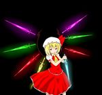  alternate_wings ascot blonde_hair bow flandre_scarlet hair_bow hat red_eyes short_hair solo touhou toys_(pixiv) wings 