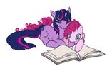  book equine female feral friendship_is_magic fur hair horn horns horse long_hair mammal my_little_pony noel pink pink_body pink_fur pink_hair pinkie_pie_(mlp) plain_background pony purple purple_eyes purple_fur purple_hair short_hair twilight_sparkle_(mlp) unicorn unknown_artist white_background 
