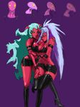  breasts cleavage demon_girl fastener glasses horns incest kneesocks_(character) kneesocks_(psg) panty_&amp;_stocking_with_garterbelt red_skin scanty scanty_(psg) yuri 