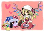  alternate_eye_color ascot bad_id bad_pixiv_id blonde_hair blue_eyes bow bowtie crossover flandre_scarlet hat heart heterochromia jester_cap kirby_(series) marx no_arms red_eyes ribbon sadomochi short_hair side_ponytail solo touhou wings yellow_eyes 
