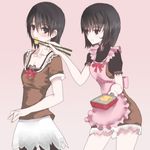  amakura_mayu amakura_mio apron bad_anatomy bad_id bad_pixiv_id black_hair blush brown_eyes chopsticks fatal_frame fatal_frame_2 food multiple_girls short_hair siblings sisters twins vader_(n.r.t.a.) 