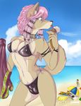  2008 beach bikini brown bulge camel_toe canine choker dickgirl form_fitting grey_eyes hair ice_cream intersex lynxia mindy_(lynxia) oops outside pink pink_hair seaside side-tie_bikini side-tie_panties skimpy solo summer tail tight_clothing tongue tongue_out 