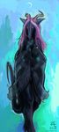  amara_telgemeier black dragon female glowing_eyes horns nude scalie shy solo translucent wings 