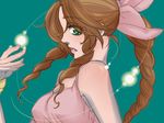  aerith_gainsborough bad_id bad_pixiv_id bracelet braid brown_hair final_fantasy final_fantasy_vii green_eyes hair_ribbon jewelry long_hair ponytail ribbon single_braid solo wakakusa-e 