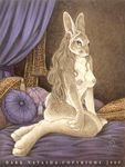  bed breasts butterscotch dark_natasha detailed female hair hare lagomorph long_hair nipples nude pillow solo 