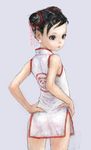  bad_id bad_pixiv_id black_eyes black_hair child china_dress chinese_clothes double_bun dress earrings face flat_chest hands hands_on_hips jewelry original pon short_hair solo 
