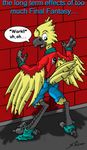  beak catmonkshiro chocobo claws clothing final_fantasy final_fantasy_vii shirt shorts socks tail talons transformation video_games wings 