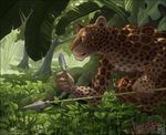  amara_telgemeier feather hunting jaguar male nude polearm solo spear tribal 