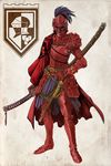  armor cape cervus emblem gauntlets greaves helmet highres knight ootachi pixiv_fantasia pixiv_fantasia_5 solo sword weapon 