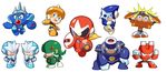  blues_(rockman) breakman chibi dual_persona everyone geminiman hardman kin_niku magnetman multiple_boys needleman rockman rockman_(classic) rockman_3 shadowman snakeman sparkman topman 