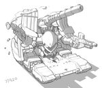  caterpillar_tracks chibi greyscale ground_vehicle gun gundam gundam_ms_igloo hildolfr machine_gun mecha military military_vehicle monochrome motor_vehicle no_humans solo susagane tank weapon 