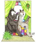  anthro black black_fur breasts canine duo female fur luthiennightwolf male mammal nude wolf 