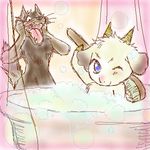  arashi_no_yoru_ni bath blush canine cub cute feral gabu goat male mei oekaki wolf 