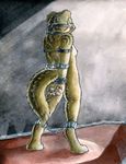  bdsm bondage bound breasts canine catwalk chain chains dog female mammal nude ruaidri side_boob solo standing 