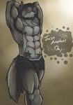  amwulf anthro biceps boxers bulge canine chest_tuft clothing facial_hair flexing fur male mammal muscles nipples pecs pose solo tattoo topless tuft underwear wolf 