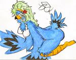  avian bird blue breasts female paws solo wolflance 