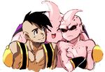  3boys black_eyes black_hair dragon_ball dragonball dragonball_z head_tail majin_buu male male_focus multiple_boys pink_skin red_eyes reincarnation solo uub 