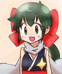  1girl azumaya_koyuki bangs bow emblem female green_eyes keroro_gunsou scarf smile solo 