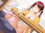  brother_and_sister casual censored chopsticks cum feet food foot footjob footwear hayakawa_ayane incest kurayama_aya nonohara_miki penis red_hair shoukoujo sibling siblings sister smile sock_on_penis sockjob socks tanuki-soft under_table under_the_table 